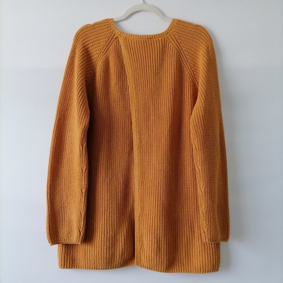 525 America Womens Yellow Crewneck Back Slit Chunky Knit Sweater Size L - Picture 4 of 8